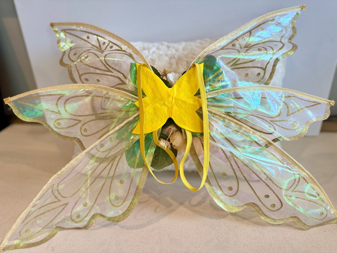 yellow fairy dress up Yellow Fairy Wings Tulle Birthday Dress